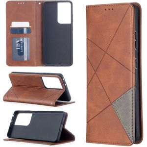 Voor Samsung Galaxy S30 Ultra Rhombus Textuur Horizontale Flip Magnetic Leather Case met Holder & Card Slots(Bruin)