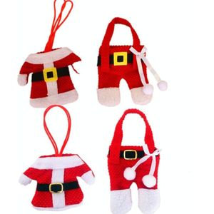 3 Sets Kersttafel Decoratie Kerstmes en Fork Cover Kerst kleine kleren broek bestek Cover (Cloth Button)