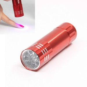 2 stuks nagel droger Mini LED zaklamp UV lamp Portable voor Nail gel Fast droger (rood)