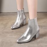 Herfst winter glitter vierkante hak wees low-top vrouwen laarzen  grootte: 33 (zilver)
