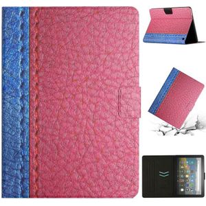 Voor Amazon Kindle Fire HD 10 2021 Stitching Effen Kleur Smart Leather Tablet Case (Rose Red)