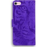 Voor iPhone 6s Plus / 6 Plus Tiger Embossing Patroon Horizontaal Flip Lederen Hoesje met Holder & Card Slots & Wallet(Paars)
