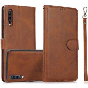 For Samsung Galaxy A50s Calf Texture 2 in 1 Detachable Magnetic Back Cover Horizontal Flip Leather Case with Holder & Card Slots & Wallet & Photo Frame(Brown)