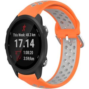 Voor Garmin Forerunner 245 20 mm geperforeerde ademende sport siliconen horlogeband (oranje + grijs)