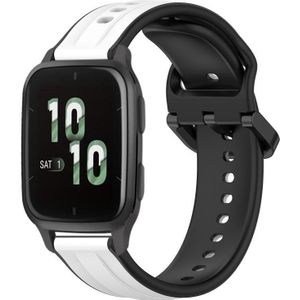 Voor Garmin Forerunner Sq2 20 mm bolle lus tweekleurige siliconen horlogeband (wit + zwart)