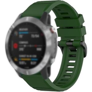 Voor Garmin Fenix 6 22mm Quick Release Officile Texture Polsband Watchband met Plastic Button (Army Green)