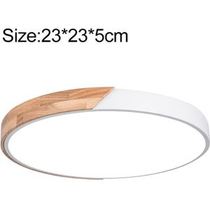 Wood Macaron LED Round Ceiling Lamp  Stepless Dimming  Size:23cm(White)