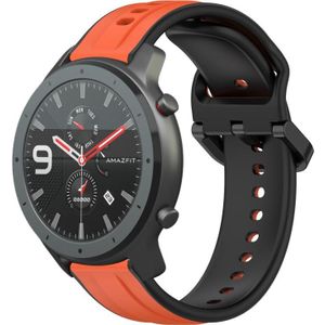Voor Amazfit GTR 47 mm 22 mm bolle lus tweekleurige siliconen horlogeband (oranje + zwart)