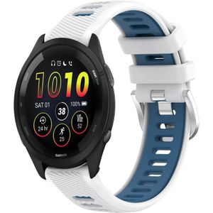 Voor Garmin Forerunner 265 22 mm sport tweekleurige stalen gesp siliconen horlogeband (wit + blauw)