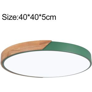 Wood Macaron LED Round Ceiling Lamp  3-Colors Light  Size:40cm(Green)