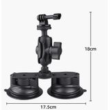 Dual Suction Cup Mount Holder with Tripod Adapter & Steel Tether & Safety Buckle (Black)