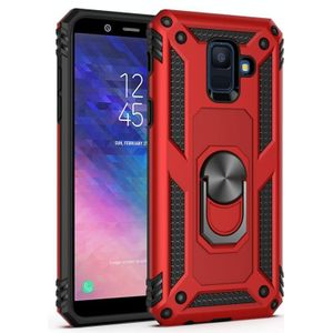 Armor Shockproof TPU + PC Protective Case voor Galaxy A6 (2018)  met 360 graden rotatiehouder (rood)