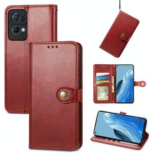 Voor Oppo Reno7 Pro 5G Solid Color Leather Buckle Case