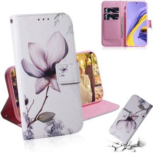 Voor Galaxy A51 gekleurde tekening horizontale Flip leergeval  met houder & kaartsleuven & portemonnee (Magnolia bloem)