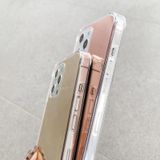 Tpu + acryl vier drop luxe plating spiegel telefoon case cover voor iphone 13 pro max (rose goud)