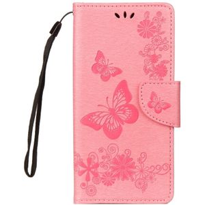 Voor Galaxy S9 PLUS Vintage relif bloemen vlinder patroon horizontale Flip lederen draagtas met kaartslot & houder & portemonnee & Lanyard(Pink)