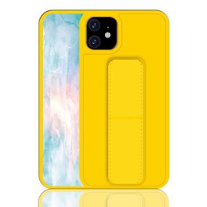 Voor iPhone 11 Shockproof PC + TPU Beschermhoes met polsband & houder(geel)