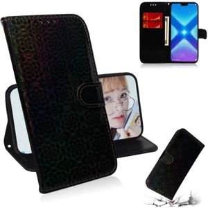 Voor Huawei Honor 8X effen kleur kleurrijke magnetische Buckle horizontale Flip PU lederen draagtas met houder & kaartsleuven & portemonnee & Lanyard (zwart)