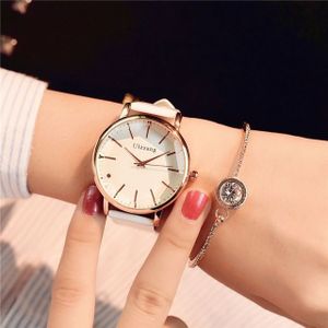 Ulzzang eenvoudige waterdichte grote Dial horloge voor vrouwen (wit wit)