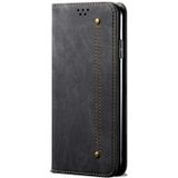 Voor Galaxy S20 Plus Denim Texture Casual Style Horizontal Flip Leather Case met Holder & Card Slots & Wallet(Black)