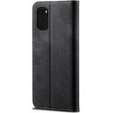 Voor Galaxy S20 Plus Denim Texture Casual Style Horizontal Flip Leather Case met Holder & Card Slots & Wallet(Black)