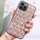 Voor iPhone 12 Pro Max Love Hearts Diamond Mirror TPU-telefoonhoes (rosgoud)