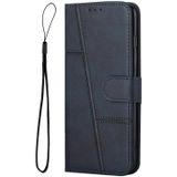 For Tecno Spark Go 2022 / Spark 8C Stitching Calf Texture Buckle Leather Phone Case(Blue)