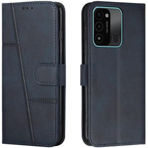 For Tecno Spark Go 2022 / Spark 8C Stitching Calf Texture Buckle Leather Phone Case(Blue)