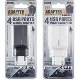 REMAX RP-U43 3.4A 4 USB Port Fast Charger  Specification:EU Plug(Black)