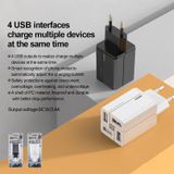 REMAX RP-U43 3.4A 4 USB Port Fast Charger  Specification:EU Plug(Black)