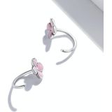 S925 Sterling Zilver Roze Bloemen Oor Studs Dames Oorbellen