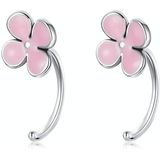 S925 Sterling Zilver Roze Bloemen Oor Studs Dames Oorbellen