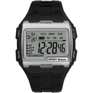 Syneke 9021 Square Sarge Screen Display Lichtgevende Multifunctionele Outdoor Mannen Sport Horloge Digitaal Horloge