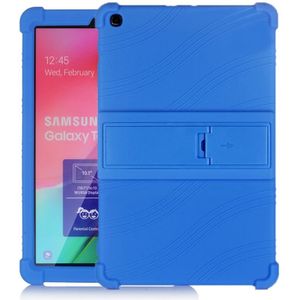 Voor Galaxy Tab A 10.1 (2019) T510 Tablet PC Siliconen Beschermhoes met onzichtbare beugel (donkerblauw)