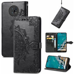 Voor Nokia G50 Mandala Embossing Pattern Horizontal Flip Lederen Case met Houder & Card Slots & Wallet & Lanyard (Black)