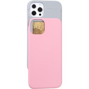 Goofspery Sky Dia Bumper TPU + PC Sliding Back Cover Beschermend Case met Kaartsleuf voor iPhone 13 Pro (Pink)