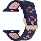 Vierkante gat twee-kleur siliconen gesp vervangen riem watchband voor Apple Watch Series 7 41mm / 6 & se  5 & 4 40mm / 3 & 2 & 1 38mm (paars + roze)