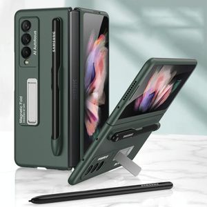 Voor Samsung Galaxy Z Fold3 5G GKK ultradunne pc telefoon flip case met houder & pen slot