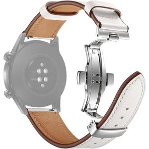 20mm universele vlinder gesp lederen vervanging riem horlogeband  stijl: zilveren gesp (wit)