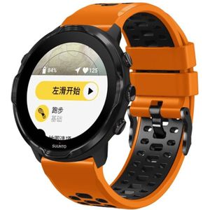 Voor Suunto 7 drie rijen gaten siliconen horlogeband (oranje zwart)