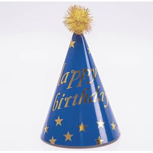 10 STUKS Harige Bal Verjaardag Papier Hoed Kroon Verjaardag Cake Hoed Partij Decoratie (Gouden Bol Blauwe Ster)