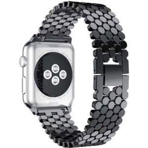 Voor Apple Watch Series 5 & 4 44mm / 3 & 2 & 1 42mm Honeycomb Stainless Steel Watchband Strap(Zwart)