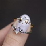Witte opaal ring vrouwen kristallen verlovingsringen  ring grootte: 7 (goud)