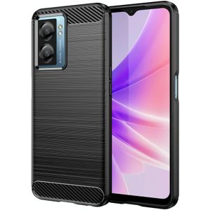 For OPPO A77s Brushed Texture Carbon Fiber TPU Phone Case(Black)