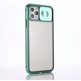 Sliding Lens Cover Mirror Design Vierhoeks schokbestendig magnetisch metalen frame Dubbelzijdige tempered glass case voor iPhone 12 mini(Zwart)