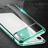 Sliding Lens Cover Mirror Design Vierhoeks schokbestendig magnetisch metalen frame Dubbelzijdige tempered glass case voor iPhone 12 mini(Zwart)