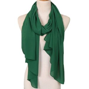 Vrouwen effen kleur natuurlijke vouwen chiffon omslagdoek sjaal tulband  grootte: 180cm (helder groen)