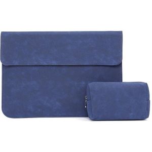 Horizontal Matte PU Laptop Bag For MacBook Pro 16 Inch A2141(Liner Bag + Power Supply Bag Dark Blue )