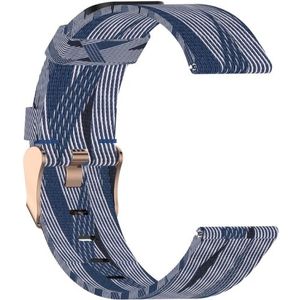 Voor Galaxy Watch 42mm nylon canvas band (blauwe witte strepen)