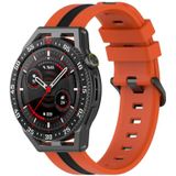 Voor Huawei Watch Buds 22 mm verticale tweekleurige siliconen horlogeband (oranje + zwart)